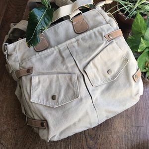Khaki/tan bag with adjustable straps